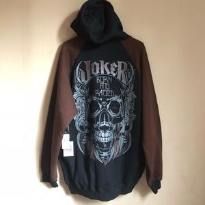 Joker Brand Born And Raised Skull Mens Hoodie